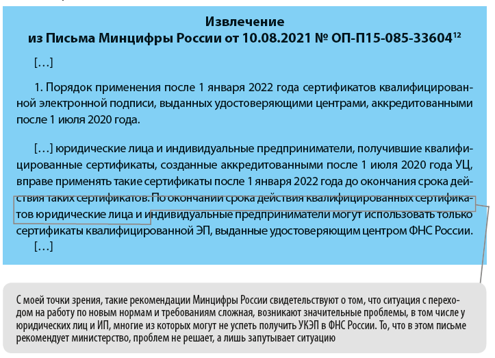Извлечение из Письма Минцифры России от 10.08.2021 № ОП-П15-085-33604