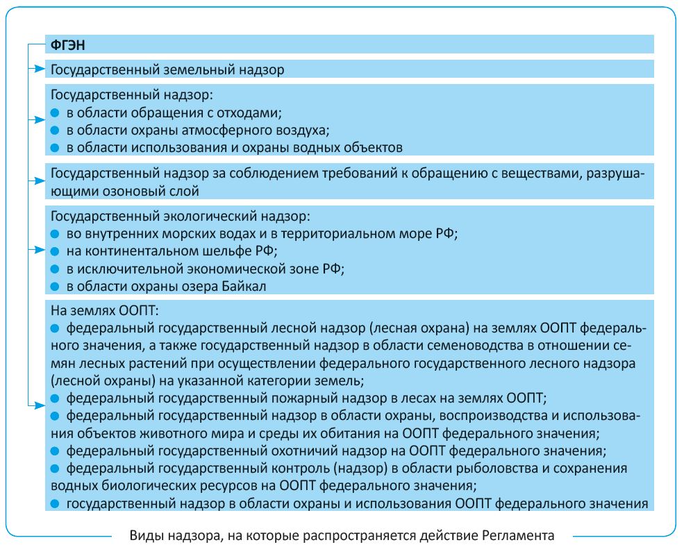 Виды надзора, на которые распространяется действие Регламента