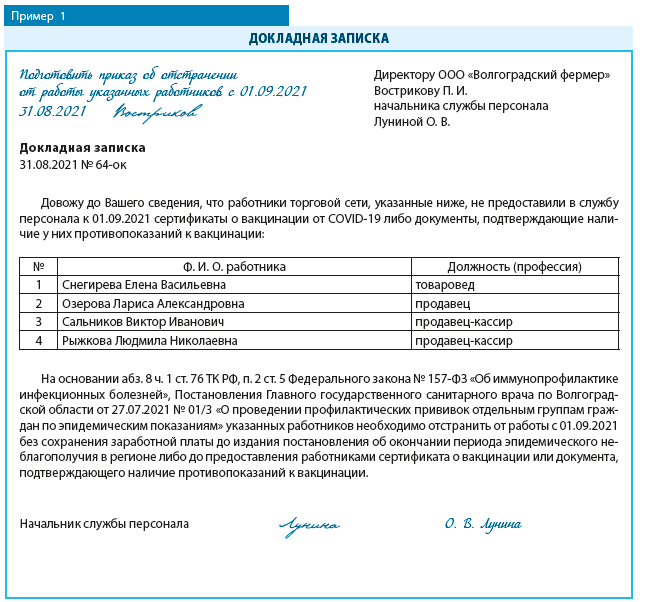 Докладная записка