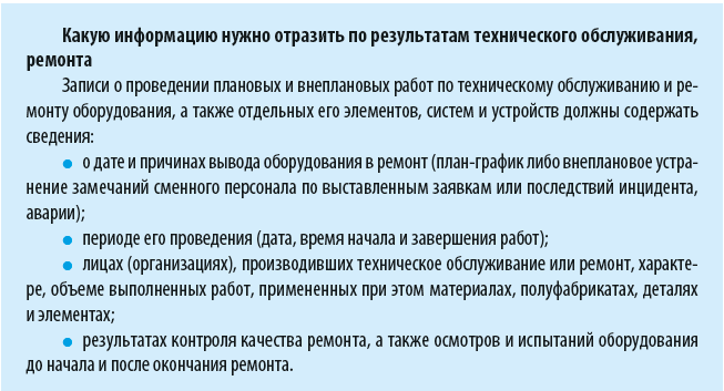 Какие данные нужно отразить по результатам ТО