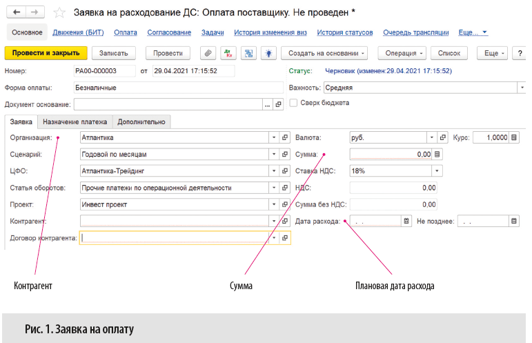 Заявка на оплату