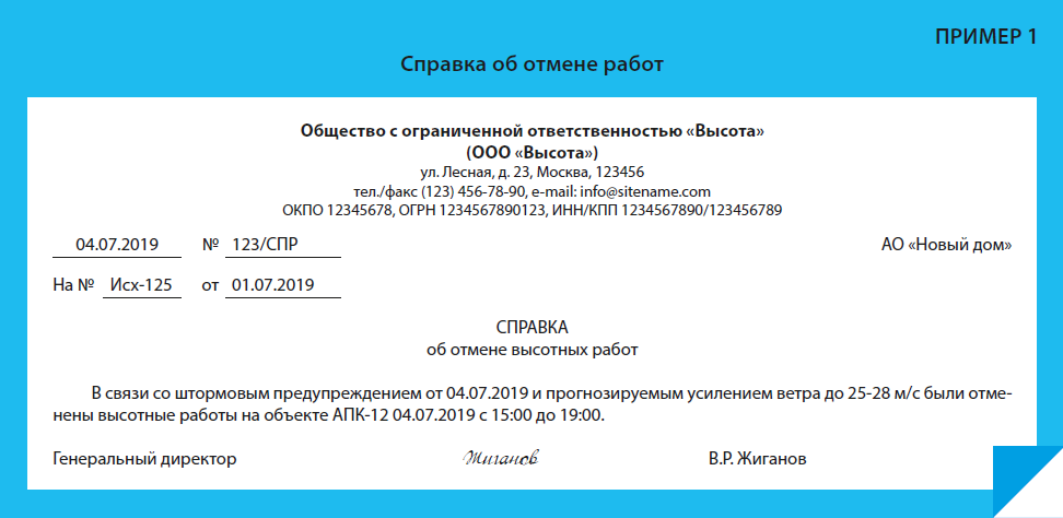 Информационная справка организации