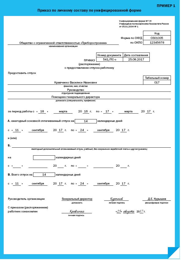 Унифицированные формы приказов по организации