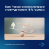 Банк России снизил ключевую ставку до уровня 18 % годовых